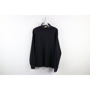 Vintage 90s Eddie Bauer Womens Size Medium Faded Blank Turtleneck T-Shirt Black